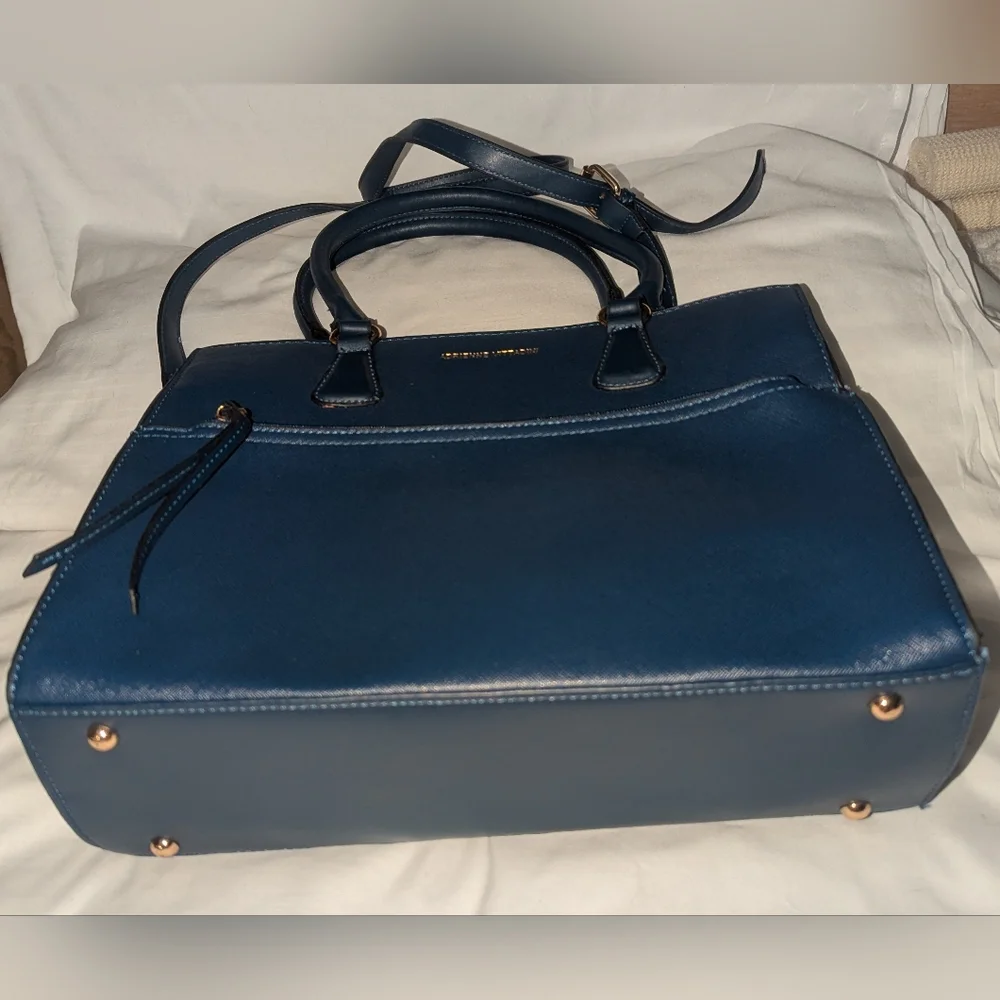 Adrienne Vittadini Faux Leather Navy Crossbody Bag Bag.